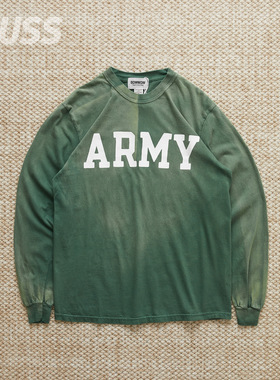 现货 BOWWOW ARMY LS AGED 水洗做旧军事字母长袖T恤 25AW