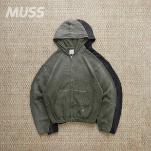 ROA WAFFLE BEE FADED 渐变水洗华夫格做旧拉链卫衣25AW SUN 现货