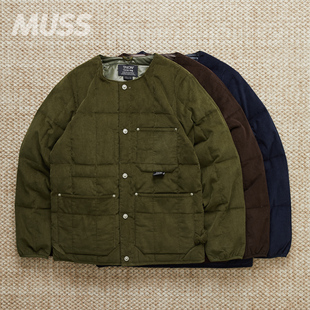 TAION 工装 WORK NECK 线轻薄保暖羽绒灯芯绒马甲夹克 CREW 现货