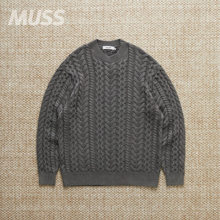 现货 NONNATIVE MARINER PULLOVER 粗织绞花复古做旧休闲毛衣25AW