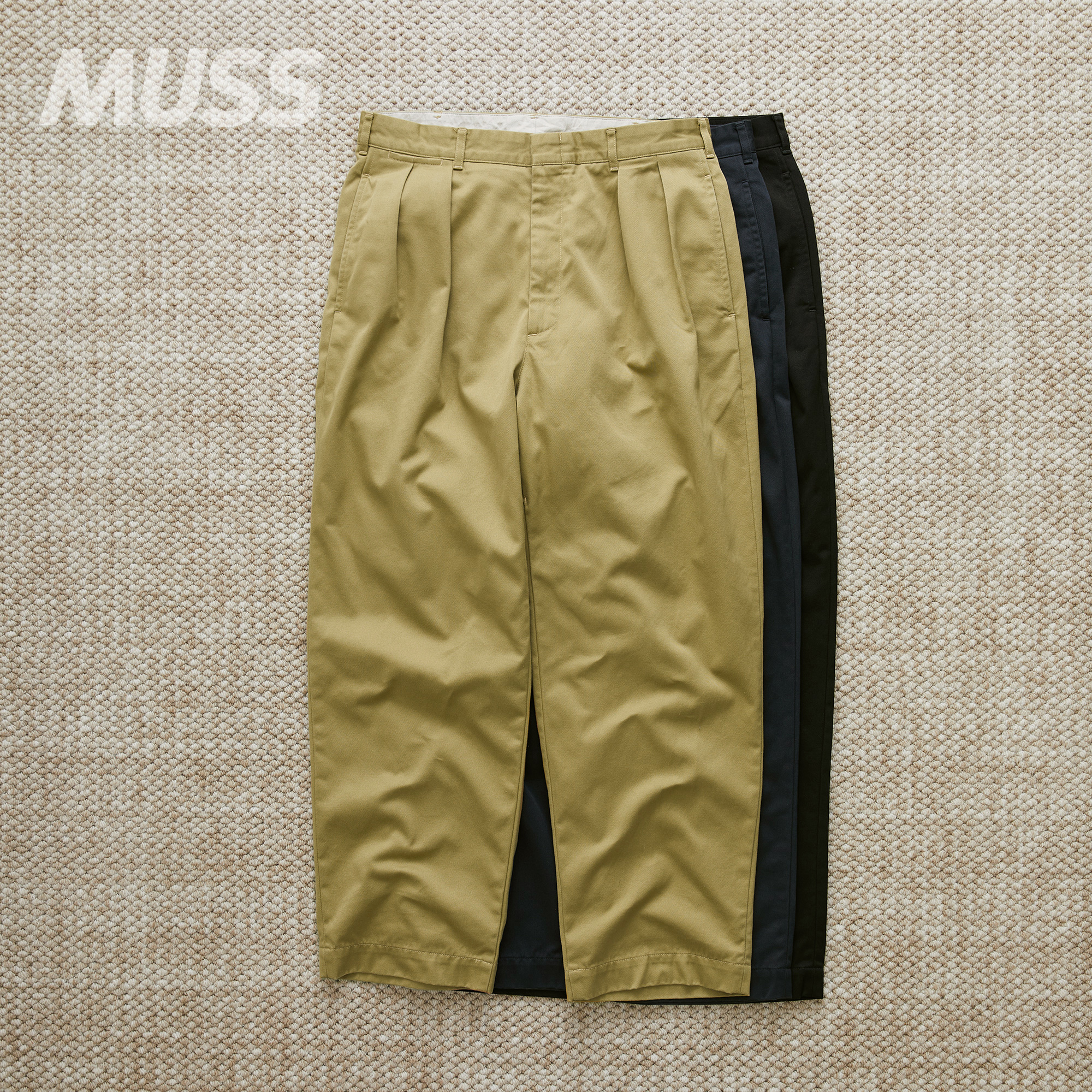 现货 NANAMICA DOUBLE PLEAT CHINO日产包纱芯双摺休闲阔腿裤25SS