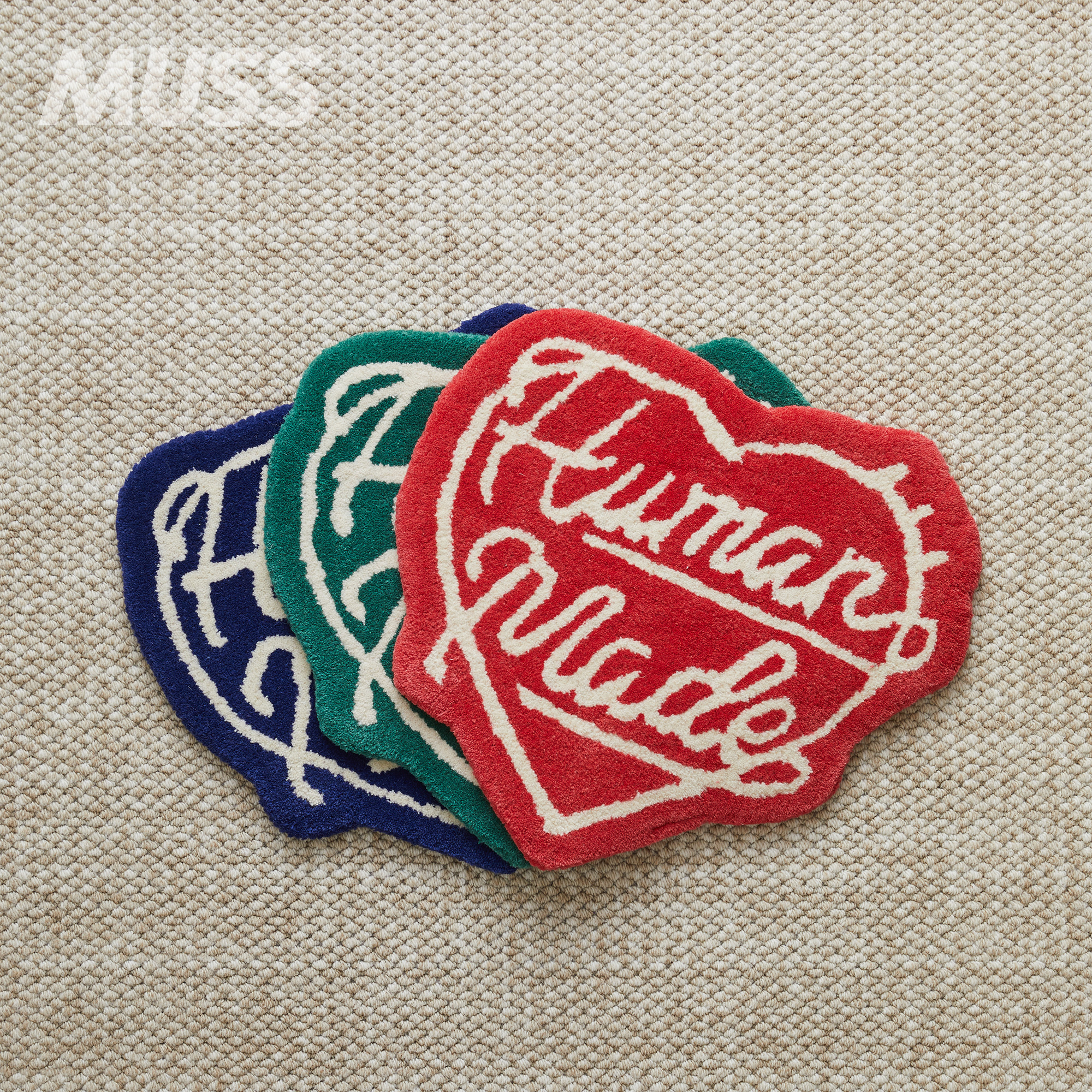 HUMANMADE羊毛混纺爱心字母地毯