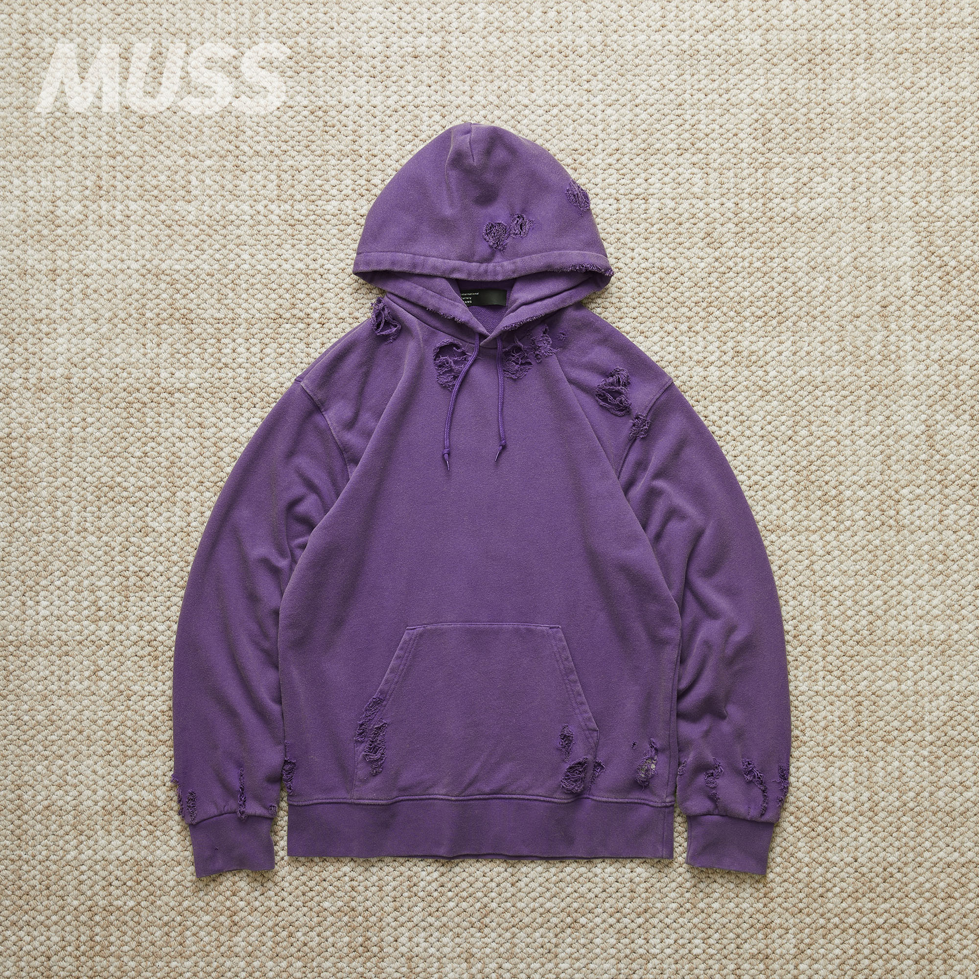 现货INTERNATIONAL GALLERY BEAMS 复古水洗破坏连帽休闲卫衣25SS