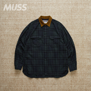 现货 WHITE MOUNTAINEERING CORDUROY 日产格纹拼领复古衬衫 25AW