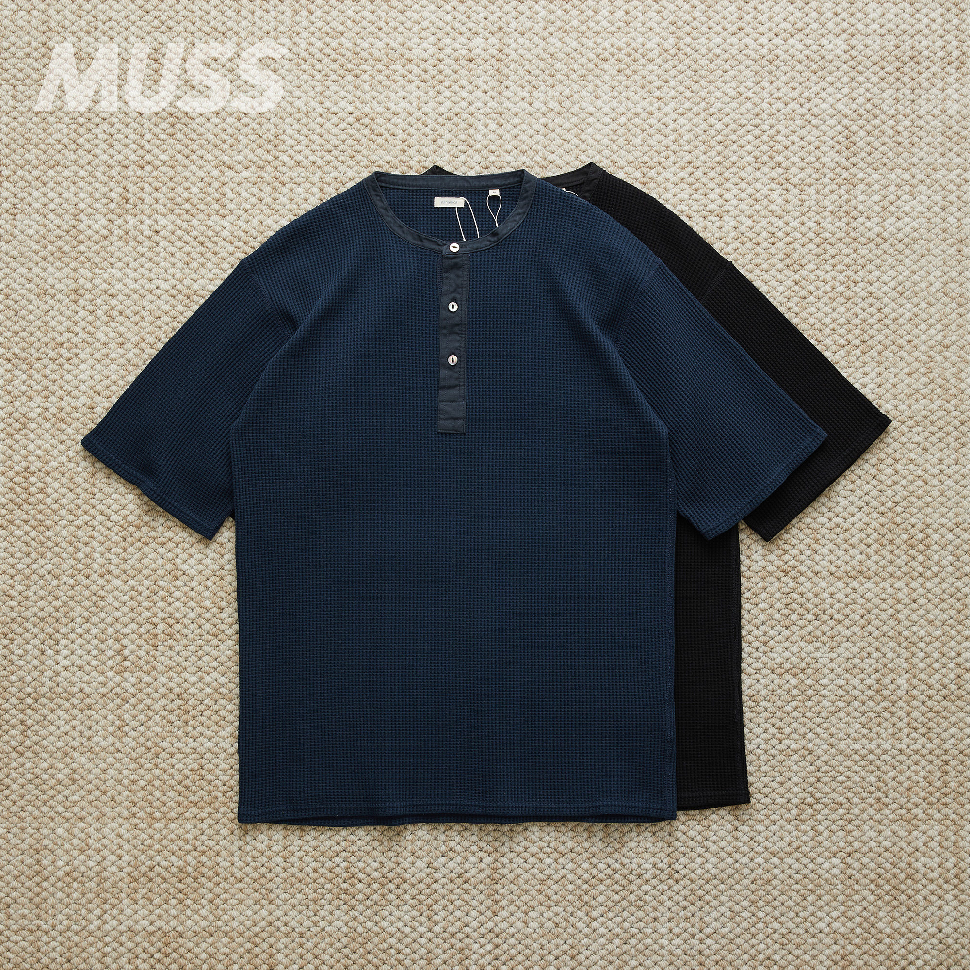 现货 NANAMICA HENRY NECK TEE 日产亨利领华夫格休闲短袖T恤26SS图片