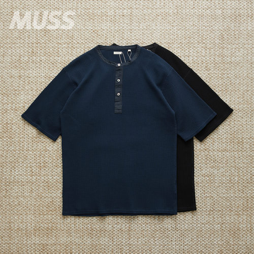 现货 NANAMICA HENRY NECK TEE 日产亨利领华夫格休闲短袖T恤26SS