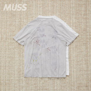 现货 ANCELLM ABSTRACT T-SHIRT 日产泼墨做旧破坏短袖T恤 25SS