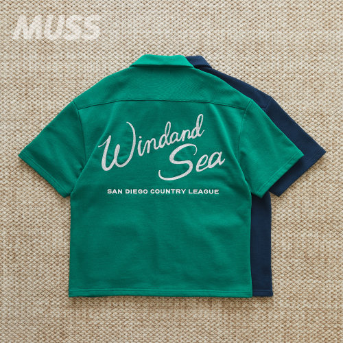 WINDANDSEA字母刺绣休闲衬衫