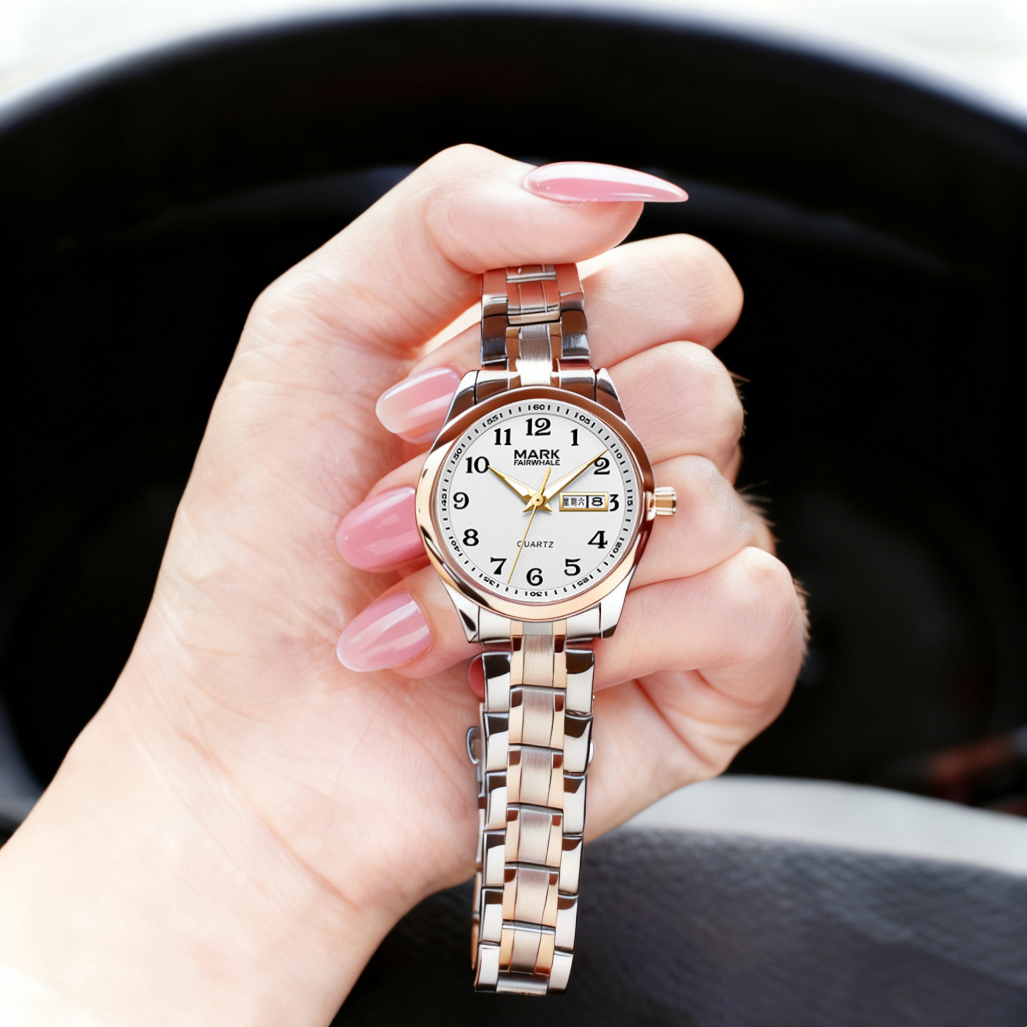 马克华菲中老年人女士手表女款妈妈款大数字电子防水送父母石英表