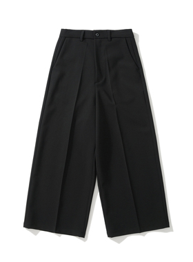 Army Logic 24SS 春夏休闲西裤男黑色高级感压褶阔腿直筒通勤长裤