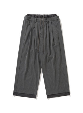 Army Logic 24SS 春夏休闲裤男灰色拼接假两件抽绳松紧腰直筒西裤