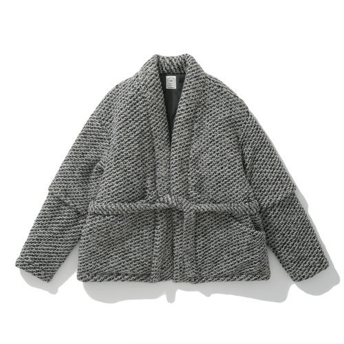 Army Logic 24FW 秋冬宽松长外套男灰色粗花呢系带慵懒松弛感上衣