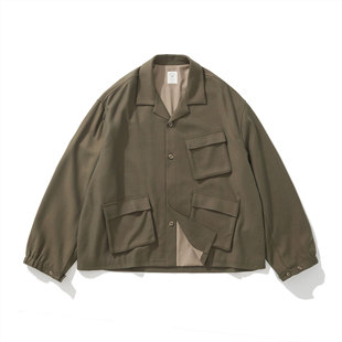 宽松外套男日系复古绿廓形多口袋休闲上衣 Army Logic 24FW 秋冬季