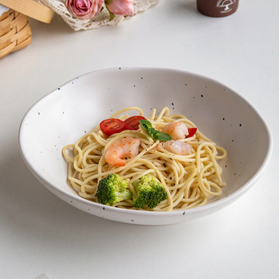 芦苇〖造型好看 盘子〗8.5英寸不规则深盘陶瓷泼墨沙拉盘意面盘