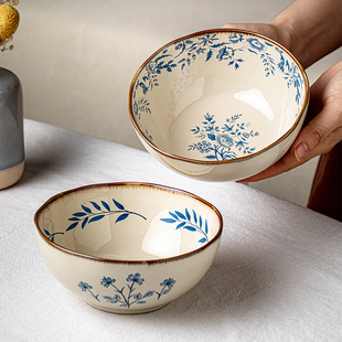 芦苇〖中古文艺餐具〗5.5英寸不规则面碗陶瓷酸奶碗高颜值米饭碗