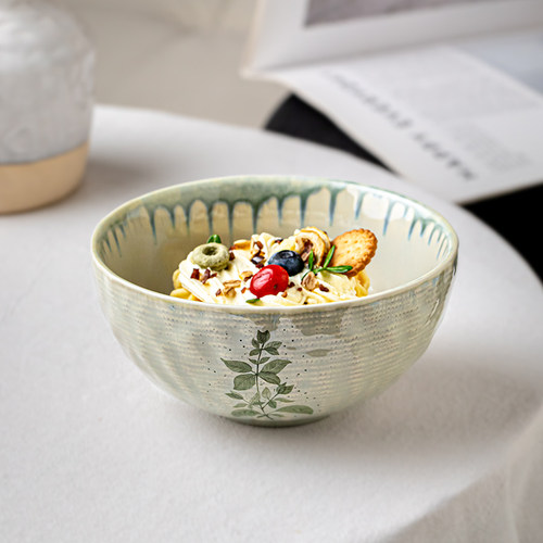 特色水波纹饭碗陶瓷小众水果碗