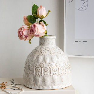 芦苇〖不踩雷艺术花瓶〗蒲公英收口陶瓷插花器中古风民宿家居摆件