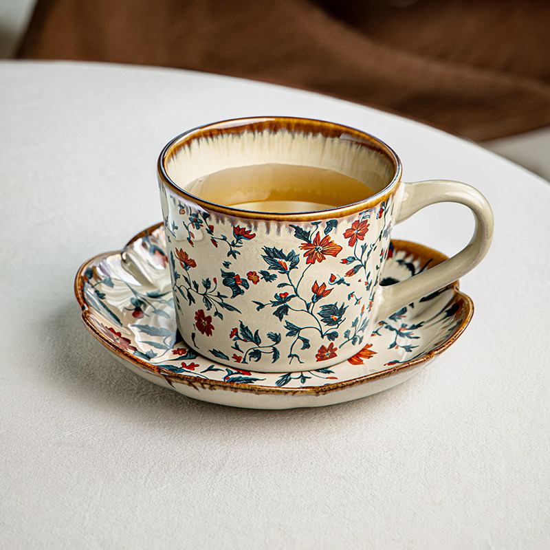 芦苇〖漂亮咖啡杯〗中古风咖啡杯碟陶瓷拿铁杯个性马克杯女士礼物