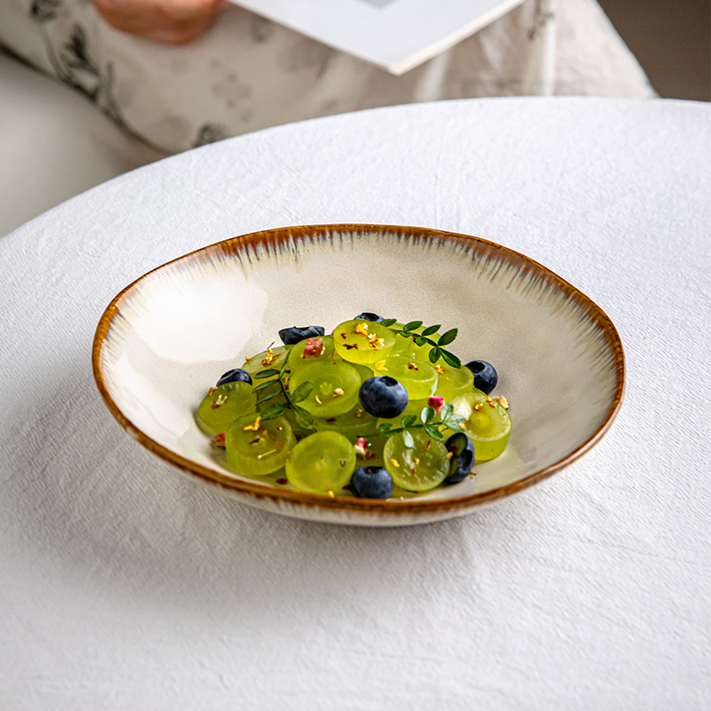 芦苇创意花边设计7英寸陶瓷盘