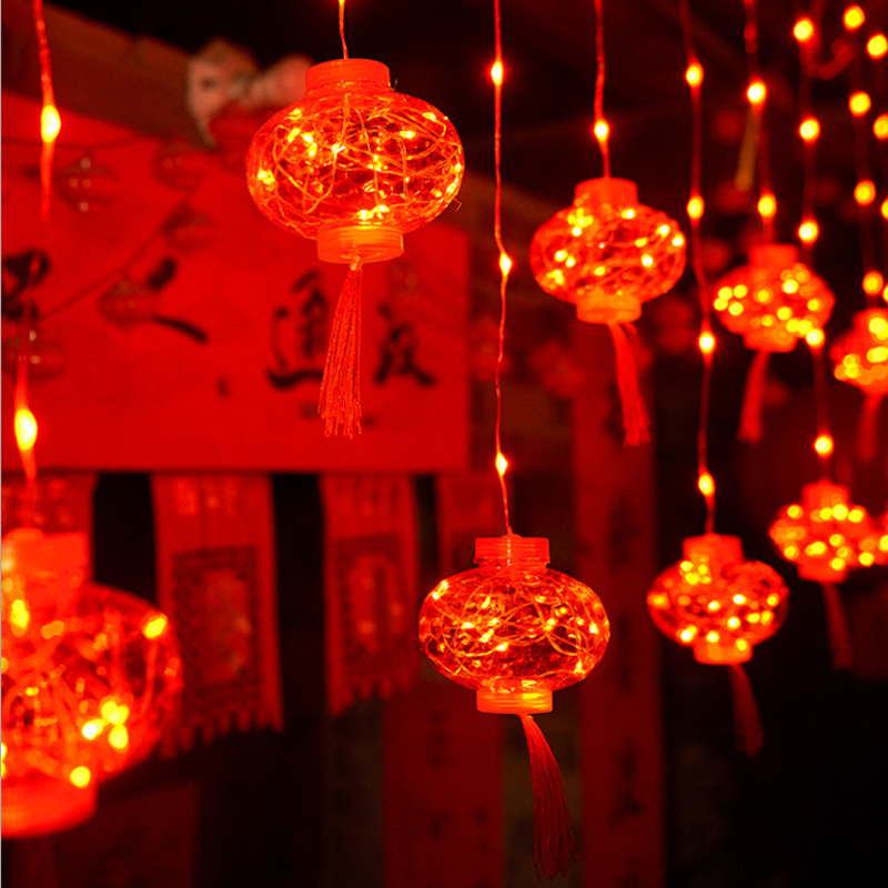 太阳能户外灯阳台吊灯元宵新年窗户挂灯红灯笼灯串凉亭院子装饰灯