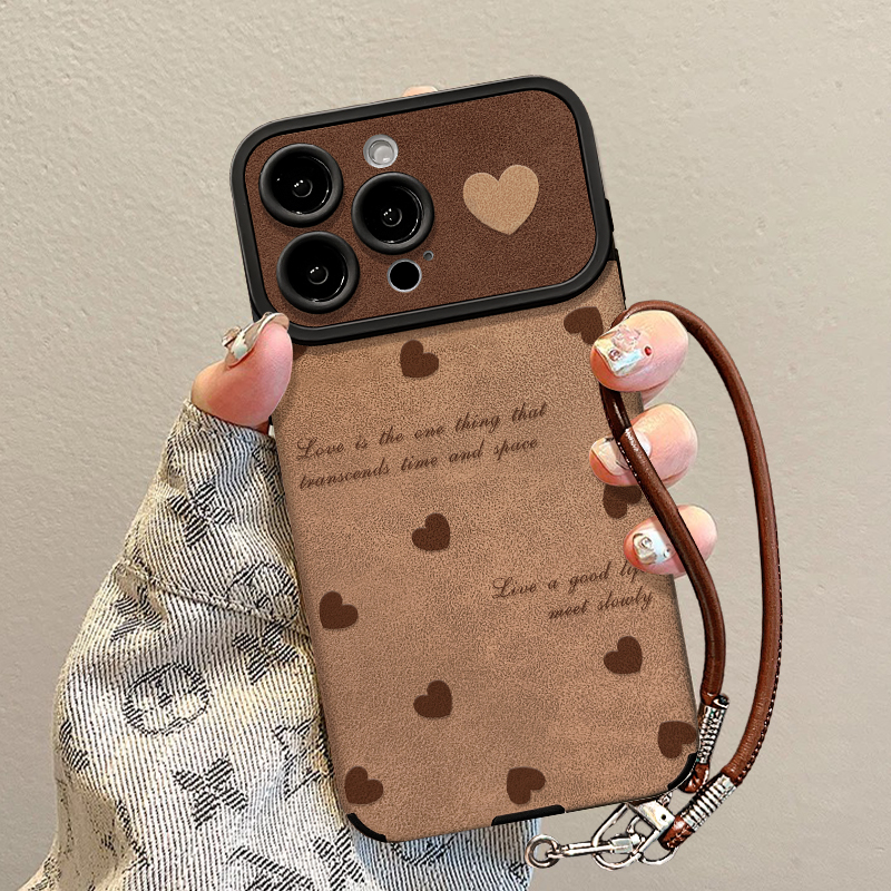 适用苹果16大视窗满屏爱心手机壳