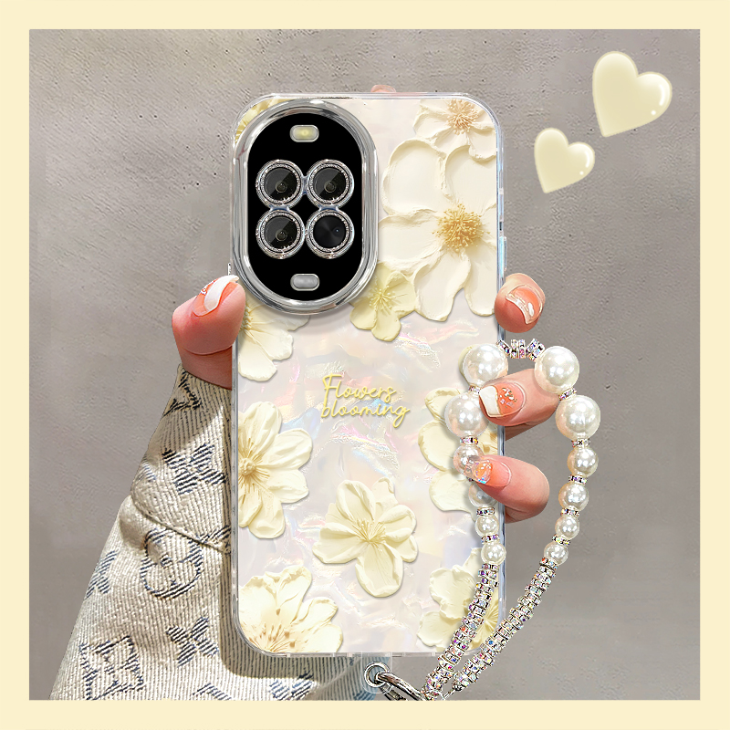 适用nova14贝壳纹金色花朵手机壳