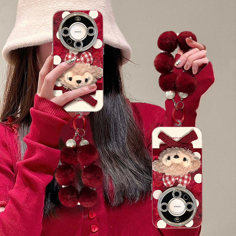 适用mate70冰川纹毛绒雪莉手机壳