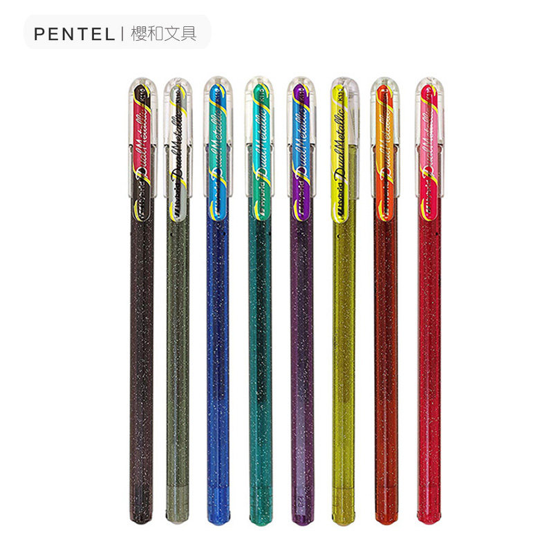 日本pentel派通K110闪烁中性笔双色珠光牛奶蝴蝶笔高光水笔Hybrid书写笔