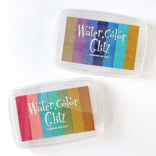 日本KODOMO NO KAO Water Color Glitz童颜闪光印台拼色印泥珠光色糖果色布丁限定色