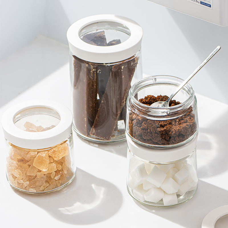 日本asvell玻璃密封保鲜防潮糖罐