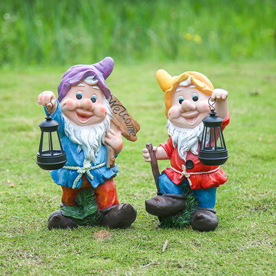 发光户外花园装饰庭院摆件园林太阳能灯卡通矮人提灯挂件