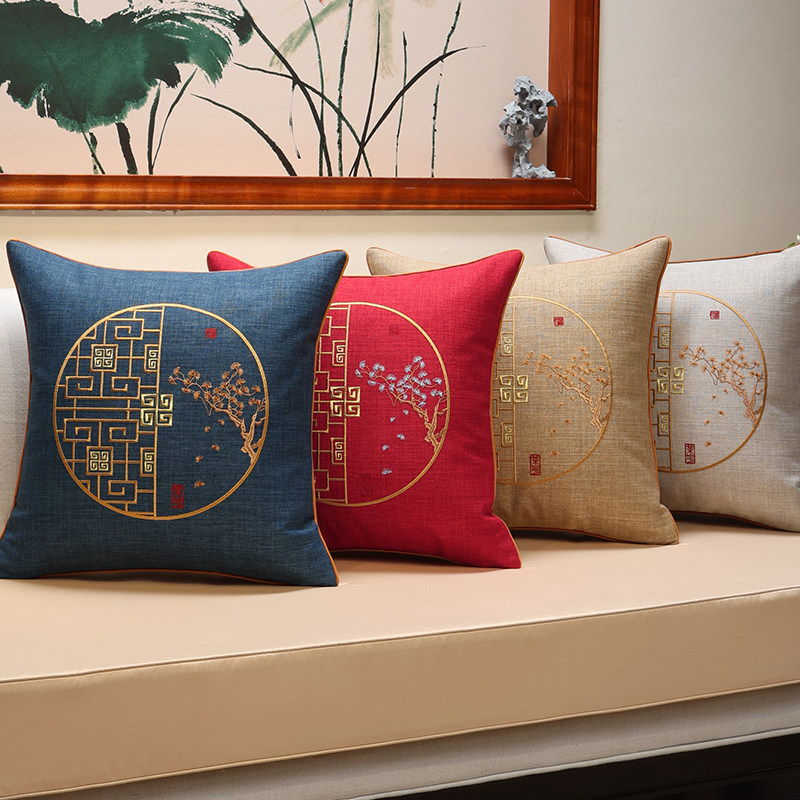 新中式抱枕中国风古典刺绣沙发靠枕套客厅床头靠垫腰枕含芯靠背垫