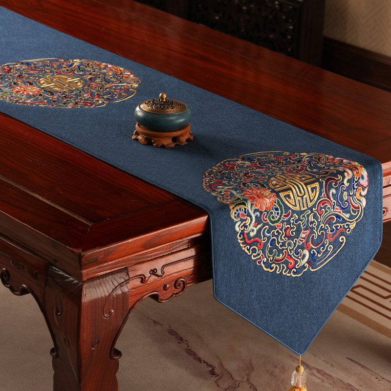 中式防水桌旗高级禅意餐桌茶几茶桌茶台垫布定制长条茶旗茶席桌布