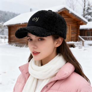 防寒棒球帽女士冬季保暖加绒加厚毛绒鸭舌帽男百搭羊羔毛学生新款