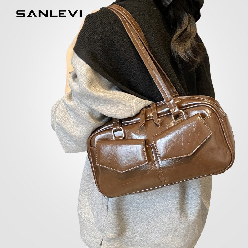 枕头包包女高级感油蜡皮欧美时尚复古通勤大容量波士顿单肩腋下包,箱包皮具/热销女包/男包,腋下包,淘宝优惠券,粉丝福利购,淘宝优惠卷