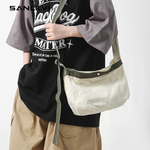 单肩包男帆布时尚 潮女包学生补课包 休闲单肩斜挎包背包斜跨包新款