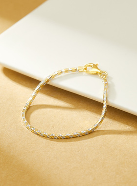 ADHORA意大利S925银2mm星花四方蛇手链送女友送闺蜜生日礼物