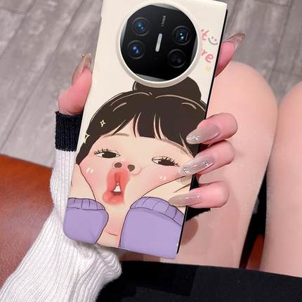 适用华为matex5手机壳可爱女孩新款超薄磨砂典藏版x6折叠屏保护套全包防摔创意高档网红x7肤感个性嘟嘴女孩潮