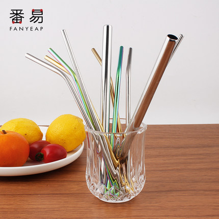 吸管/不锈钢A1P-环保珍珠奶茶冷饮非一次性重复使用弯头粗金属饮