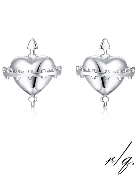 积会RQ爱心坐标新款耳饰 925银耳环耳钉女夏气质高级感小众纯银