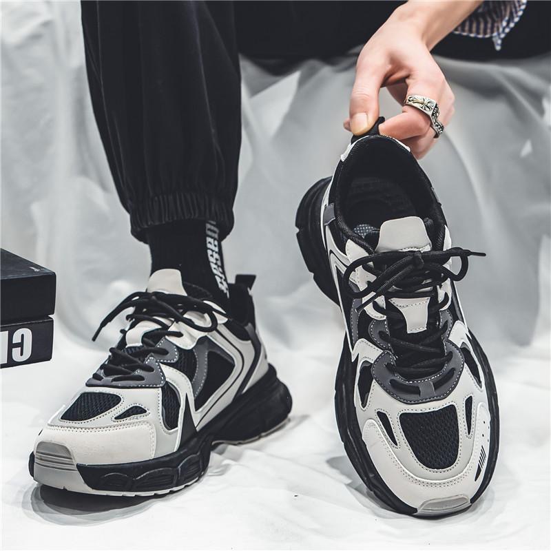 夏季男鞋2024新款透气网面鞋子男款潮流百搭厚底运动鞋休闲老爹鞋