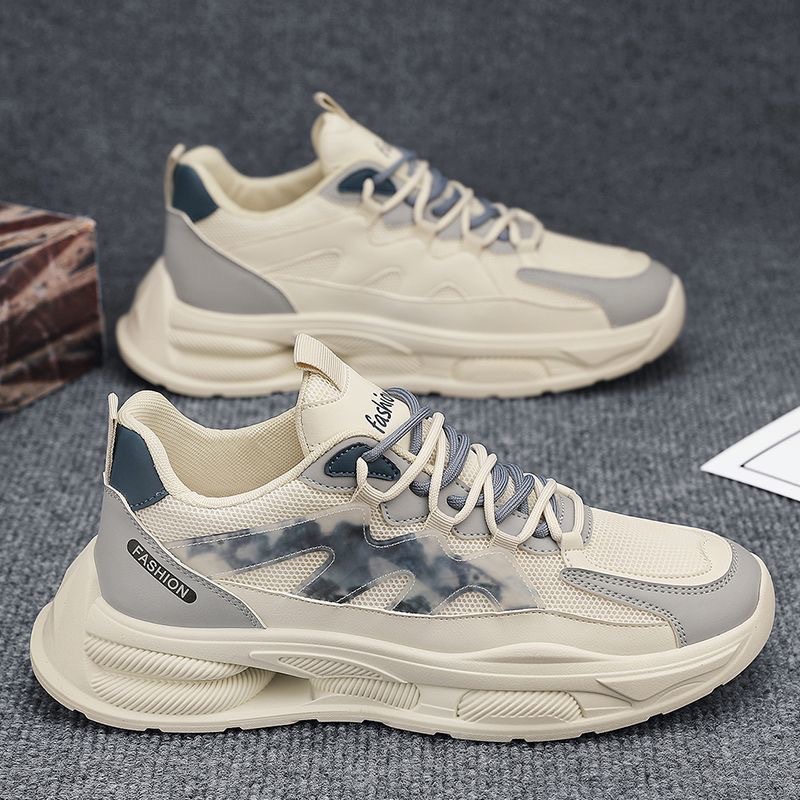 2025秋季男鞋新款透气网面鞋子男潮流百搭厚底运动鞋休闲老爹鞋男