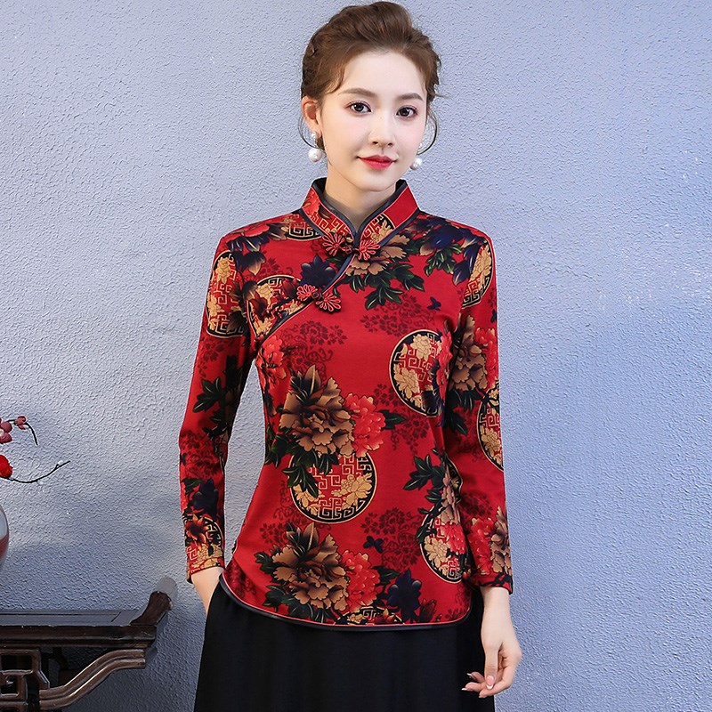 旗袍女两件套2021年新款秋季复古改良遮肚打底衫唐装上衣女套装