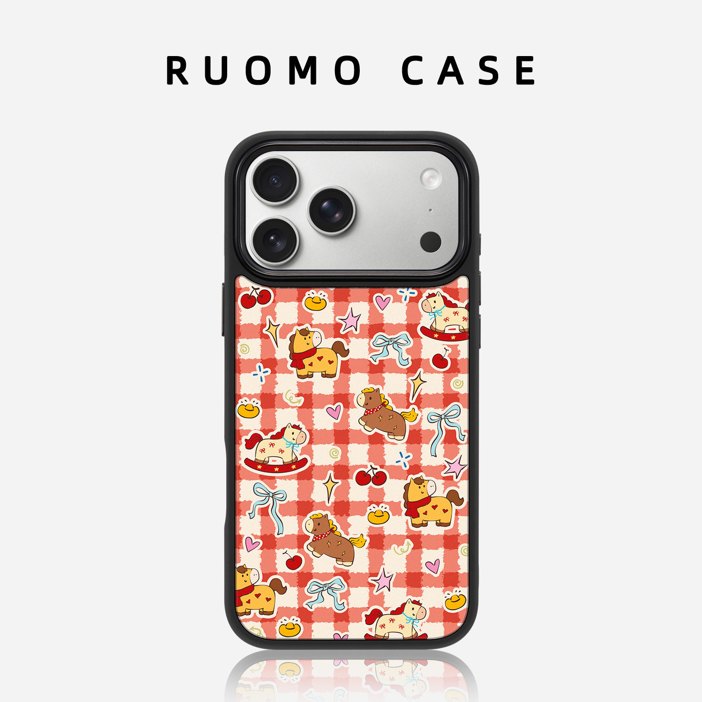 若墨适用苹果17promax手机壳iphone16Pro新款女15磨砂高级感磁吸红色卡通时尚14马年本命年新年2026小众外壳