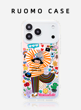 若墨适用苹果17promax手机壳新款iphone16pro女15磁吸镭射magsafe高级感14创意13带挂绳时尚ip12渐变保护套