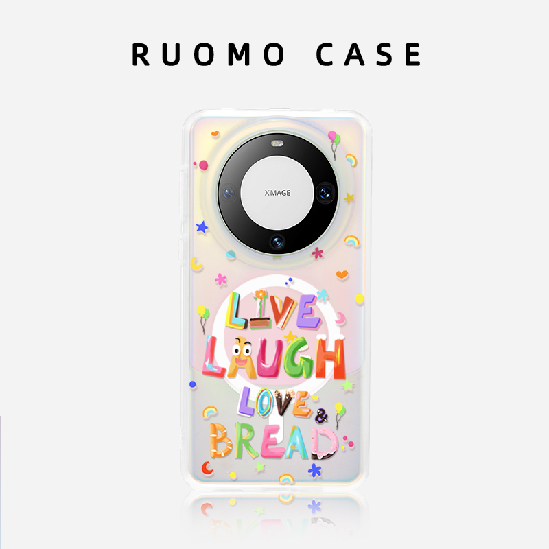 若墨适用华为Mate70pro手机壳新款mate60pro女镭射磁吸渐变高级感时尚40清新简约M60创意彩色字母mata保护套