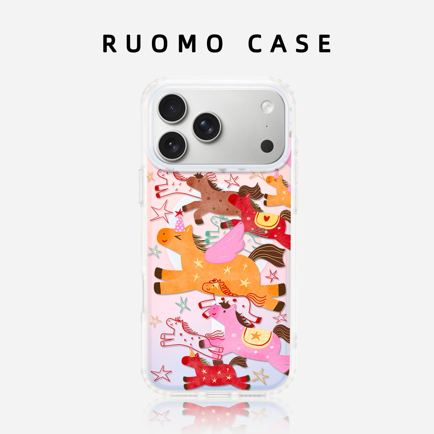 若墨适用苹果17promax手机壳新款iphone16pro女磁吸15镭射14带挂绳时尚13红色12新年2026马年本命年保护套