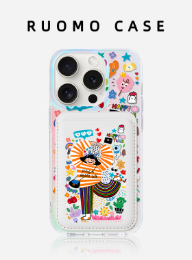 若墨适用苹果17promax手机壳新款iphone16pro女15磁吸magsafe镭射磨砂创意时尚14卡包13简约卡通磁吸卡套ip12