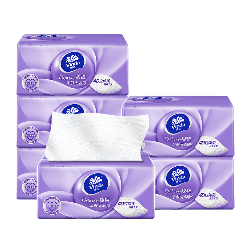 维达棉韧抽纸 棉韧抽纸100抽*6包【88vip】