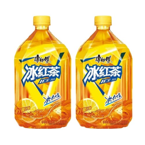 康师傅冰红茶大瓶1L装解渴即饮柠檬口味茶饮料聚会家庭装-MS